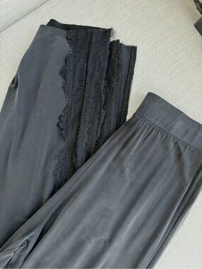Zara Black Wide-Leg Lace-Detail Pants